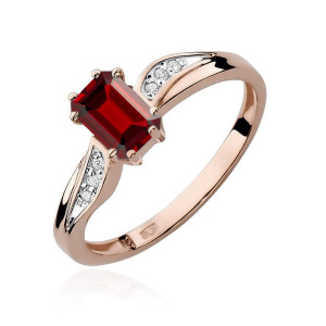 Złoty pierścionek W094 Rubin 0,80ct różowe złoto pr. 585