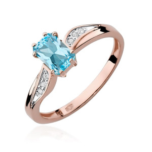 Złoty pierścionek W094 Topaz 0,65ct różowe złoto pr. 585