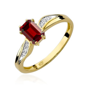 Złoty pierścionek W094 Rubin 0,80ct żółte złoto pr. 585