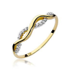 Złoty pierścionek W096 z diamentami żółte złoto pr. 585