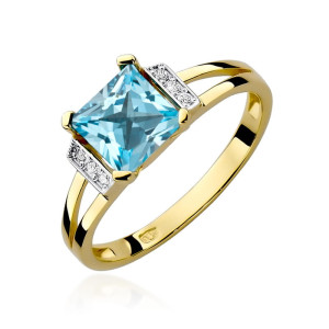 Złoty pierścionek W103 Topaz 1,40ct żółte złoto pr. 585
