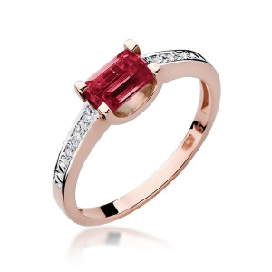 Złoty pierścionek W105 Rubin 0,80ct różowe złoto pr. 585