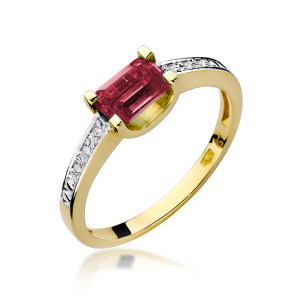 Złoty pierścionek W105 Rubin 0,80ct żółte złoto pr. 585