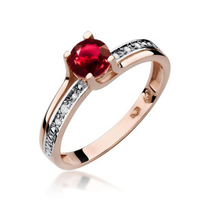Złoty pierścionek W106 Rubin 0,60ct różowe złoto pr. 585