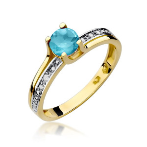 Złoty pierścionek W106 Topaz 0,50ct żółte złoto pr. 585