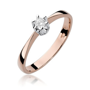 Złoty pierścionek W111 Diament 0,08ct różowe złoto pr. 585
