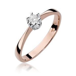 Złoty pierścionek W111 Diament 0,20ct różowe złoto pr. 585