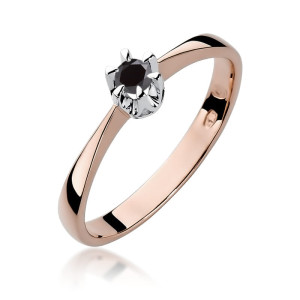 Złoty pierścionek W111 Czarny Diament 0,12ct różowe złoto pr. 585
