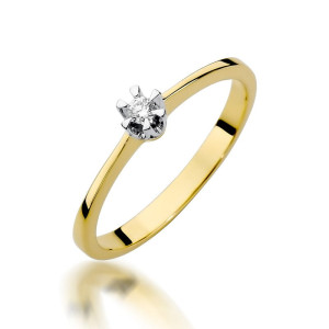 Złoty pierścionek W111 Diament 0,04ct żółte złoto pr. 585