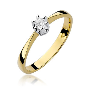 Złoty pierścionek W111 Diament 0,10ct żółte złoto pr. 585
