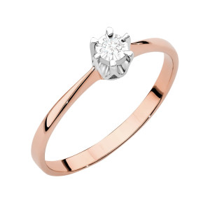 Złoty pierścionek W111T Diament 0,03ct różowe złoto pr. 585