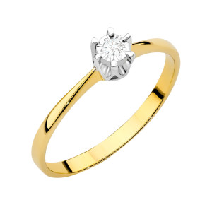Złoty pierścionek W111T Diament 0,03ct żółte złoto pr. 585