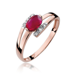 Złoty pierścionek W119 Rubin 0,60ct różowe złoto pr. 585