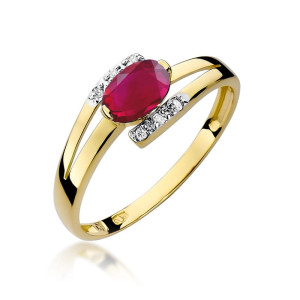 Złoty pierścionek W119 Rubin 0,60ct żółte złoto pr. 585