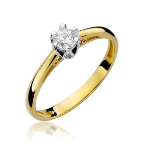 Złoty pierścionek W133 Diament 0,15ct żółte złoto pr. 585