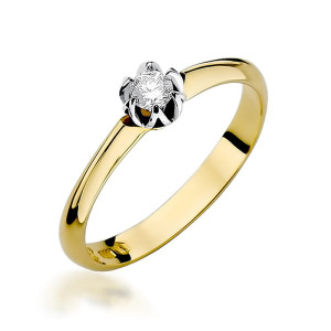 Złoty pierścionek W134 Diament 0,10ct żółte złoto pr. 585