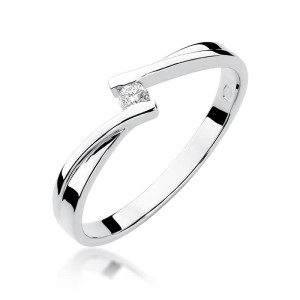 Złoty pierścionek W137 Diament 0,04ct białe złoto pr. 585