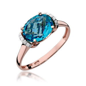 Złoty pierścionek W148 Topaz 1,70ct różowe złoto pr. 585