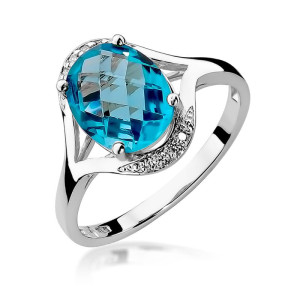 Złoty pierścionek W150 Topaz 3,00ct białe złoto pr. 585