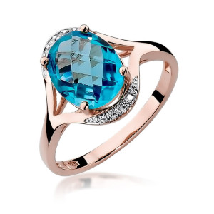 Złoty pierścionek W150 Topaz 3,00ct różowe złoto pr. 585