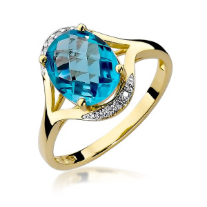 Złoty pierścionek W150 Topaz 3,00ct żółte złoto pr. 585