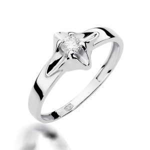 Złoty pierścionek W155 Diament 0,12ct białe złoto pr. 585