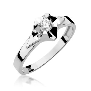 Złoty pierścionek W155 Diament 0,20ct białe złoto pr. 585