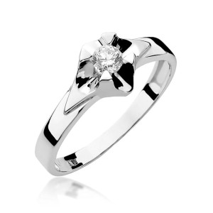 Złoty pierścionek W155 Diament 0,23ct białe złoto pr. 585
