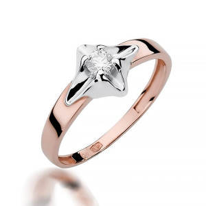 Złoty pierścionek W155 Diament 0,12ct różowe złoto pr. 585