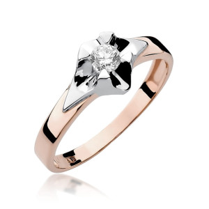 Złoty pierścionek W155 Diament 0,23ct różowe złoto pr. 585