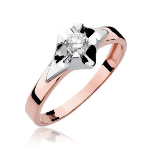 Złoty pierścionek W155 Diament 0,30ct różowe złoto pr. 585