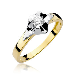 Złoty pierścionek W155 Diament 0,25ct żółte złoto pr. 585