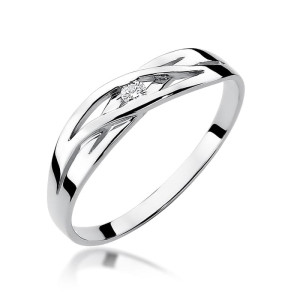 Złoty pierścionek W156 Diament 0,04ct białe złoto pr. 585
