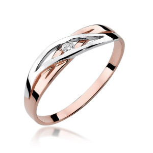 Złoty pierścionek W156 Diament 0,05ct różowe złoto pr. 585