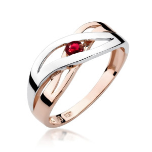 Złoty pierścionek W156 Rubin 0,15ct różowe złoto pr. 585