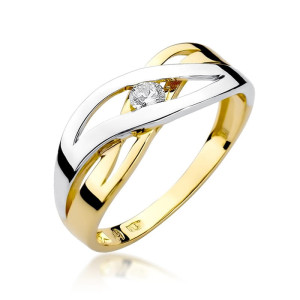 Złoty pierścionek W156 Diament 0,10ct żółte złoto pr. 585