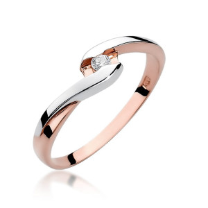 Złoty pierścionek W158 Diament 0,05ct różowe złoto pr. 585