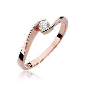 Złoty pierścionek W160 Diament 0,13ct różowe złoto pr. 585