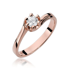 Złoty pierścionek W163 Diament 0,30ct różowe złoto pr. 585