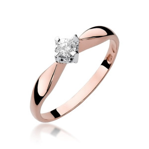 Złoty pierścionek W171 Diament 0,12ct różowe złoto pr. 585