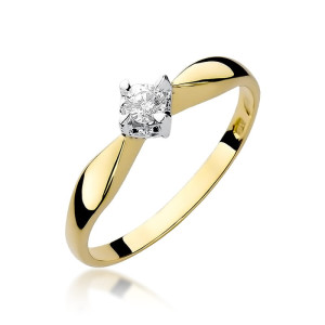 Złoty pierścionek W171 Diament 0,12ct żółte złoto pr. 585