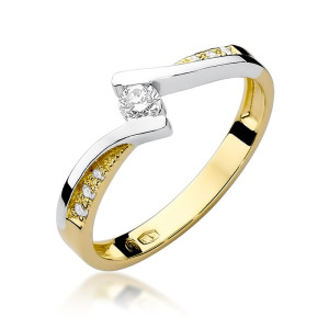 Złoty pierścionek W177 Diament 0,13ct żółte złoto pr. 585