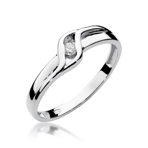 Złoty pierścionek W178 Diament 0,04ct białe złoto pr. 585