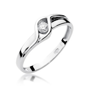 Złoty pierścionek W178 Diament 0,10ct białe złoto pr. 585