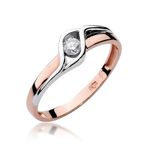 Złoty pierścionek W178 Diament 0,10ct różowe złoto pr. 585