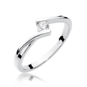 Złoty pierścionek W180 Diament 0,10ct białe złoto pr. 585