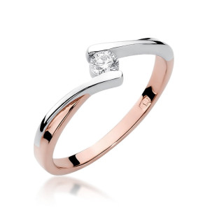Złoty pierścionek W180 Diament 0,10ct różowe złoto pr. 585