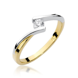 Złoty pierścionek W180 Diament 0,10ct żółte złoto pr. 585
