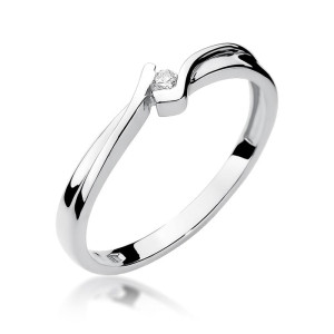 Złoty pierścionek W181 Diament 0,04ct białe złoto pr. 585