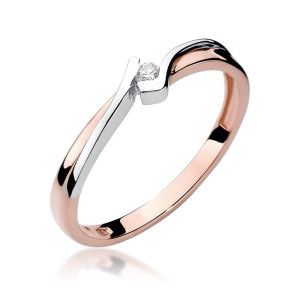 Złoty pierścionek W181 Diament 0,04ct różowe złoto pr. 585